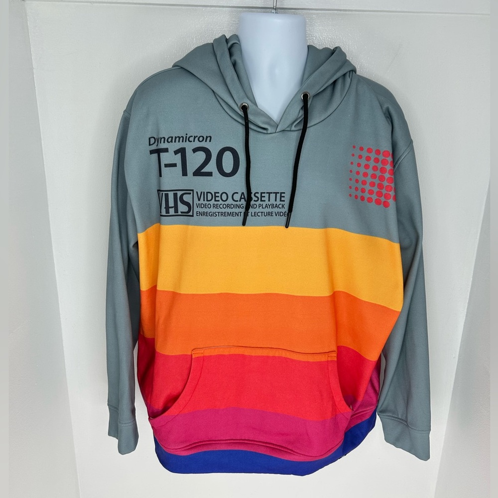 Hoodie Lab VHS Video Cassette T-120 Pullover Sweatshirt Hoodie Size 3XL Colorful - Picture 2 of 13